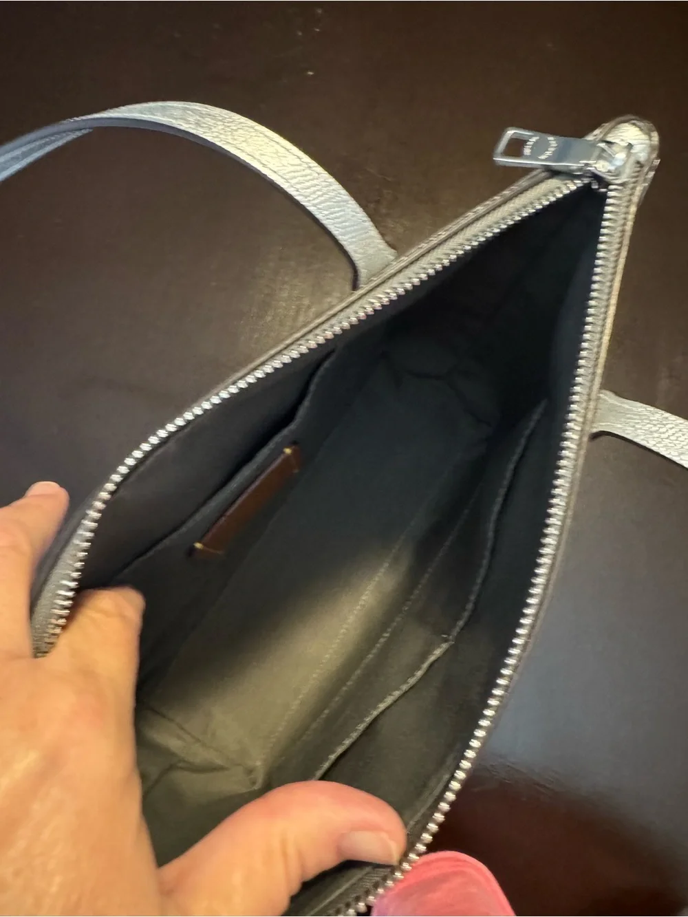 Coach Signature Metallic Silver Tote